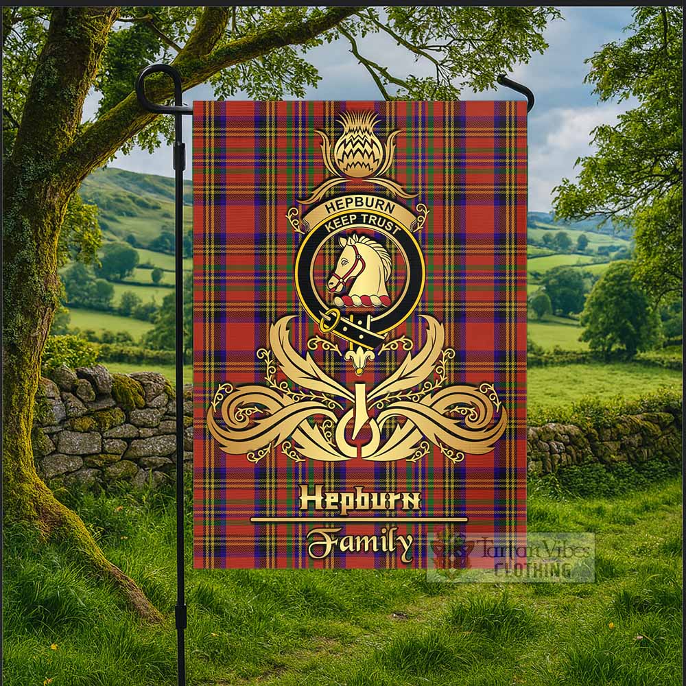 Hepburn Tartan Garden Flag with Highland Thistle Cherish Family Crest Style - Tartan Vibes Clothing