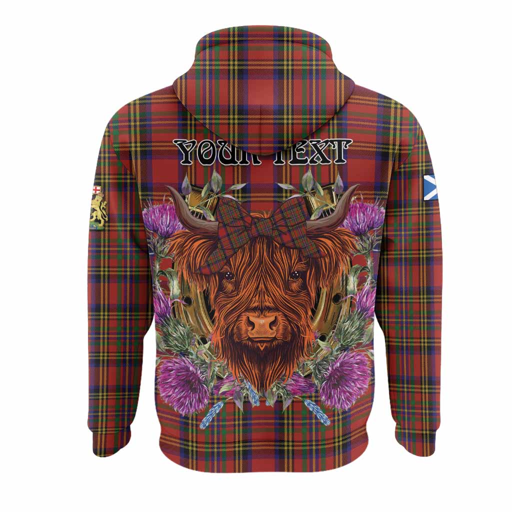 Hepburn Tartan Hoodie Scottish Thistle Heilan Coo