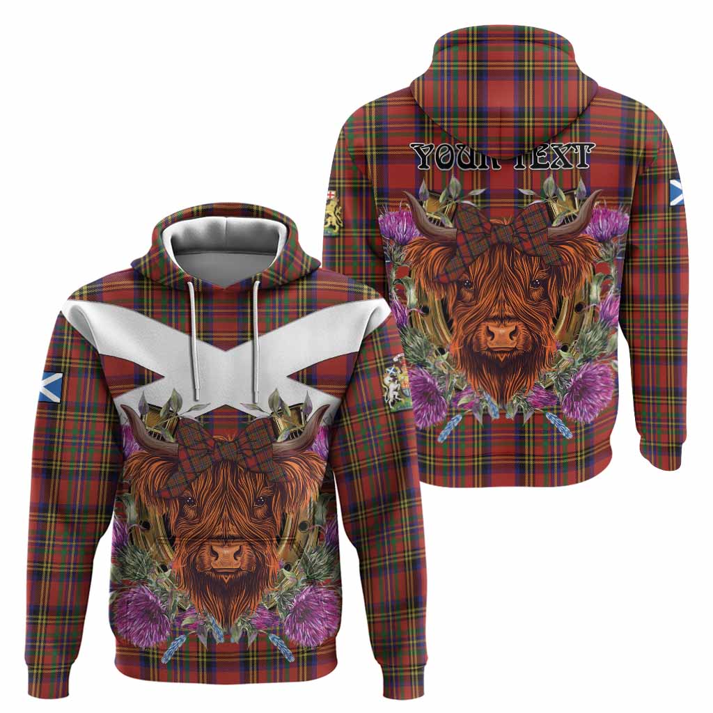 Hepburn Tartan Hoodie Scottish Thistle Heilan Coo