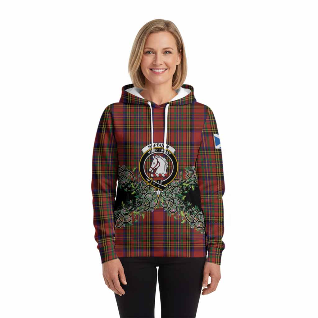 Hepburn Tartan Hoodie Thistle Scottish Spirit