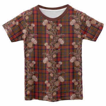 Hepburn Tartan Kid T-shirt Seamless Scottish Thistle Flowers