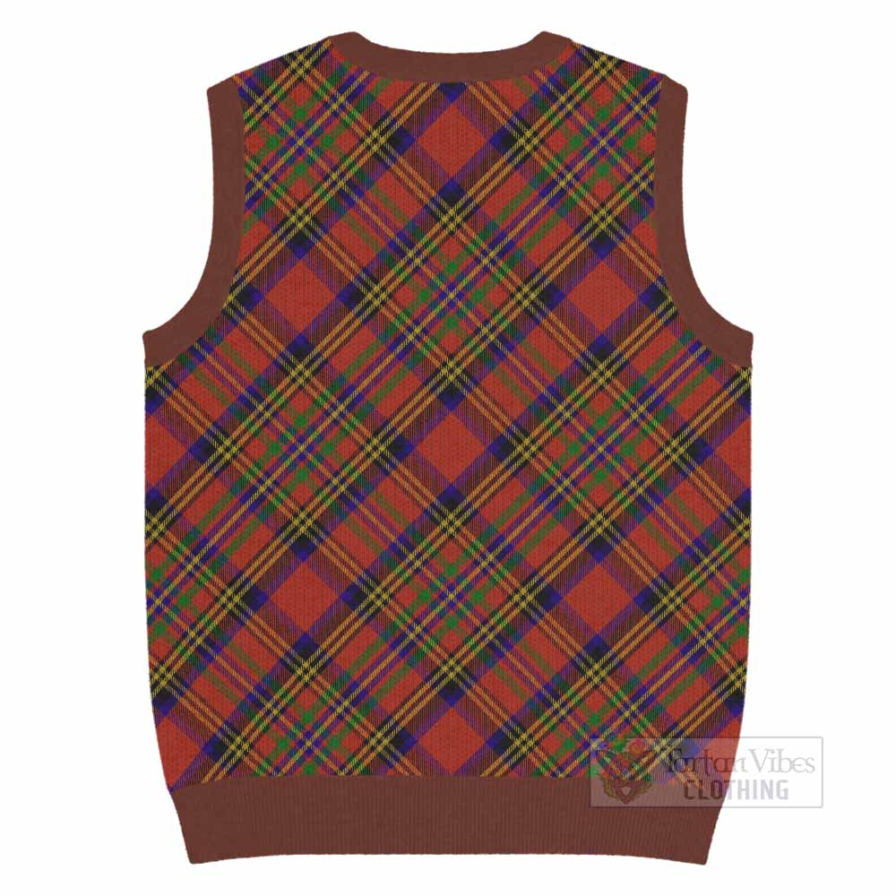 Hepburn Tartan Knitted V-Neck Vest with Family Crest Cross Style