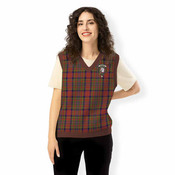 Hepburn Tartan Knitted V-Neck Vest with Family Crest