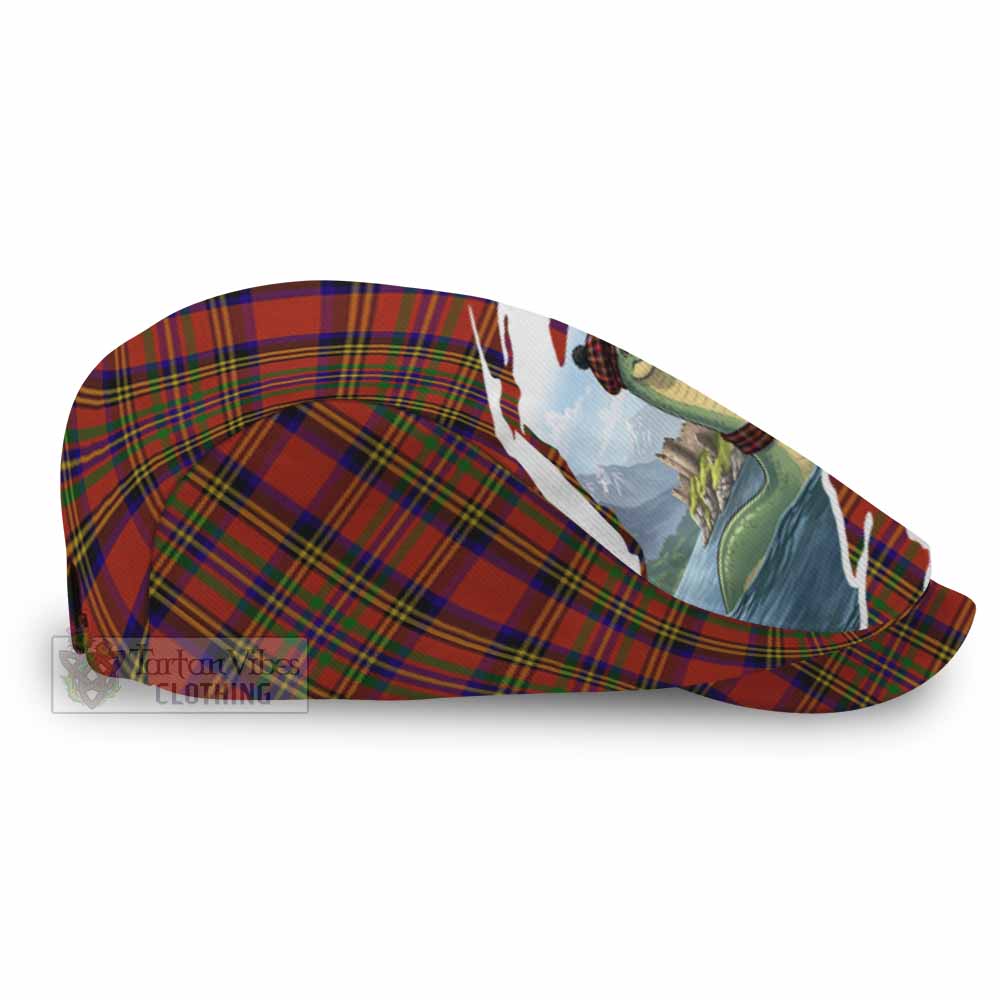 Hepburn Tartan Loch Ness Monster Scottish Heritage Art Flat Cap, Jeff Cap