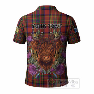 Hepburn Tartan Polo Shirt Scottish Thistle Heilan Coo