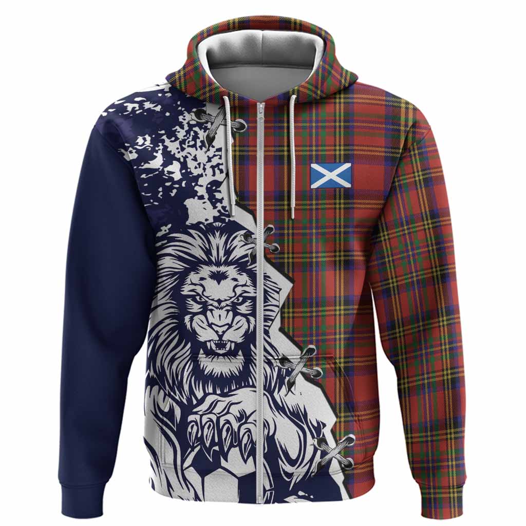 Hepburn Tartan Scottish Hoodie Angry Lion With Soccer Ball Style