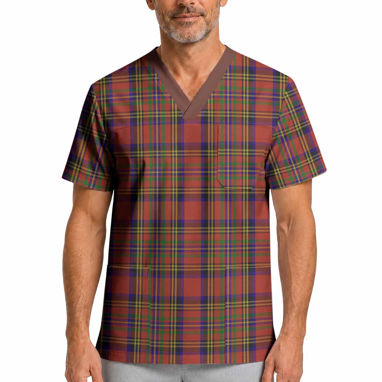 Hepburn Tartan Scrub Top XL - Tartan Vibes Clothing
