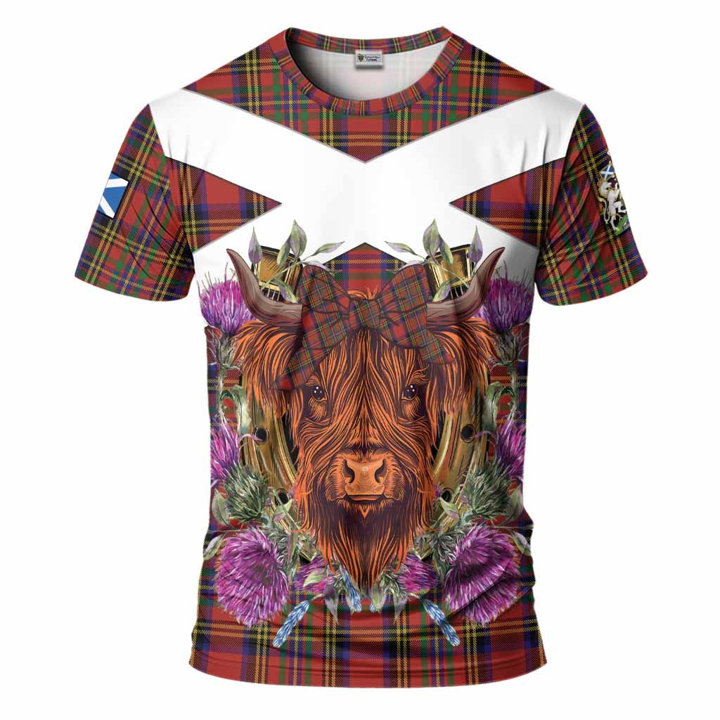 Hepburn Tartan T-Shirt Scottish Thistle Heilan Coo