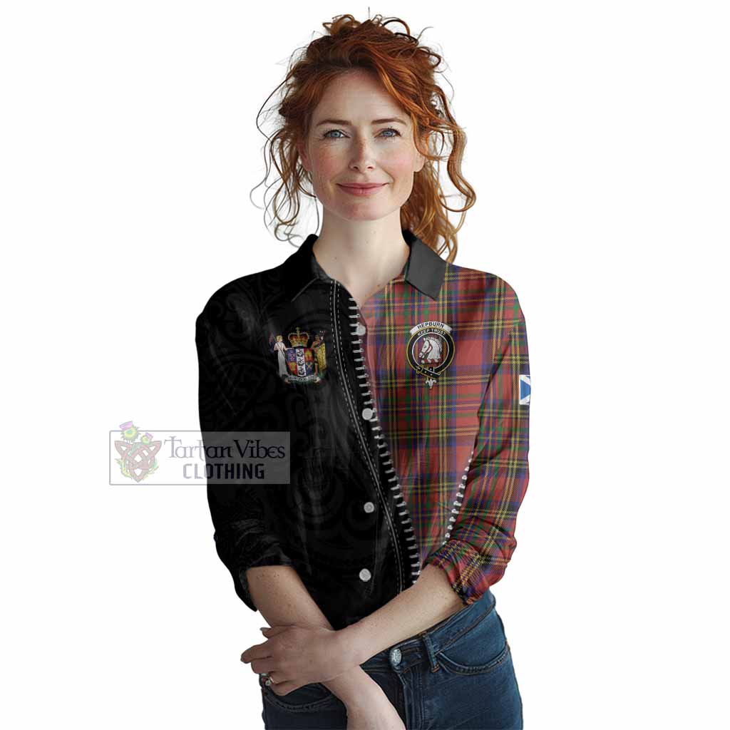 Hepburn Tartan Women Casual Shirt New Zealand Pattern Unique Zipper Stylized