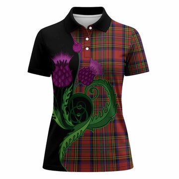 Hepburn Tartan Women Polo Shirt Traditional Scottish Thistle