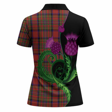 Hepburn Tartan Women Polo Shirt Traditional Scottish Thistle