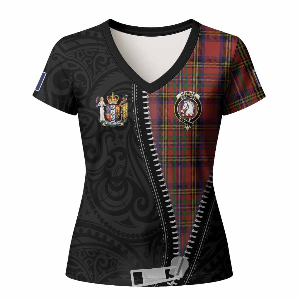 Hepburn Tartan Women T shirt New Zealand Pattern Unique Zipper Stylized