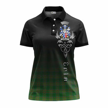 Tartan Vibes Clothing Herbert Irish Clan Women's Polo Shirt with Coat of Arms Erin Go Bragh Celtic Inspired