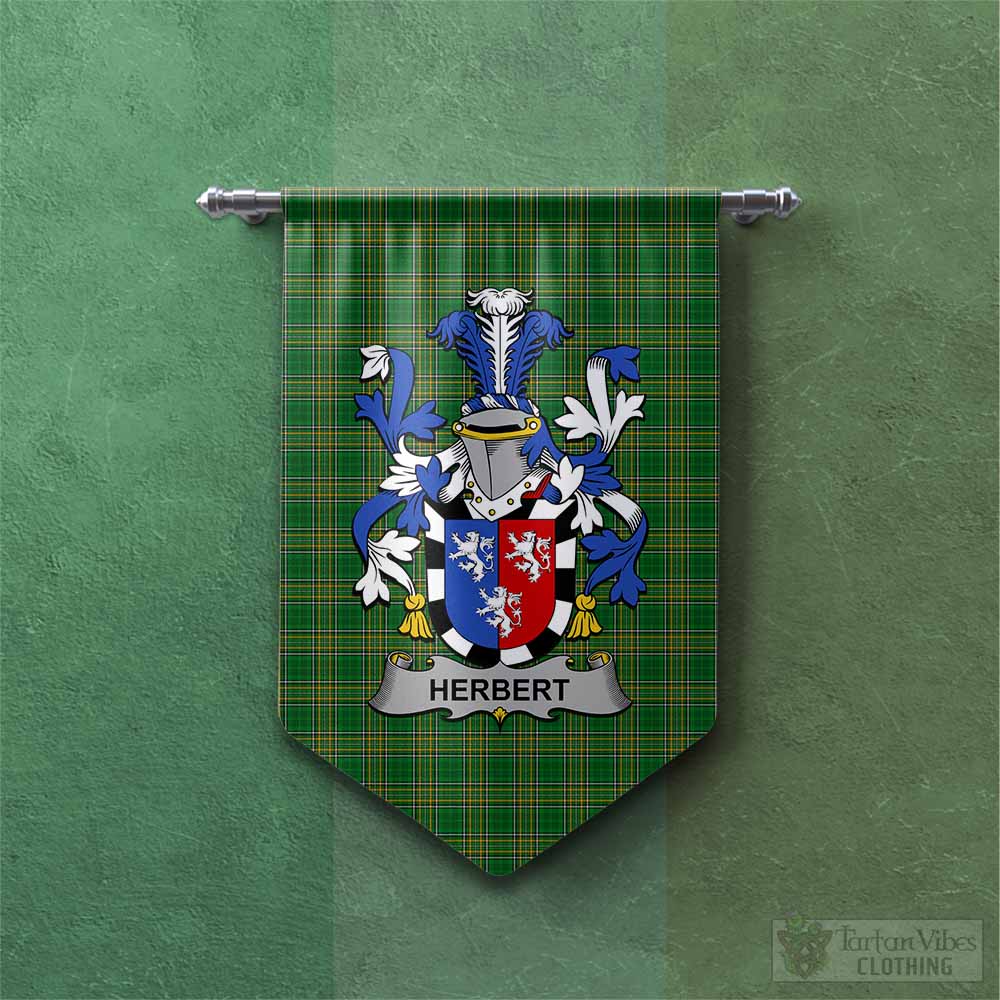 Tartan Vibes Clothing Herbert Irish Clan Tartan Gonfalon, Tartan Banner with Coat of Arms