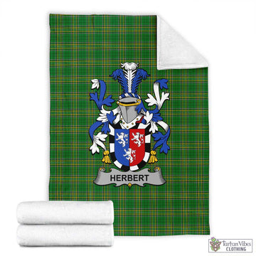Tartan Vibes Clothing Herbert Irish Clan Tartan Blanket with Coat of Arms