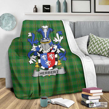 Tartan Vibes Clothing Herbert Irish Clan Tartan Blanket with Coat of Arms