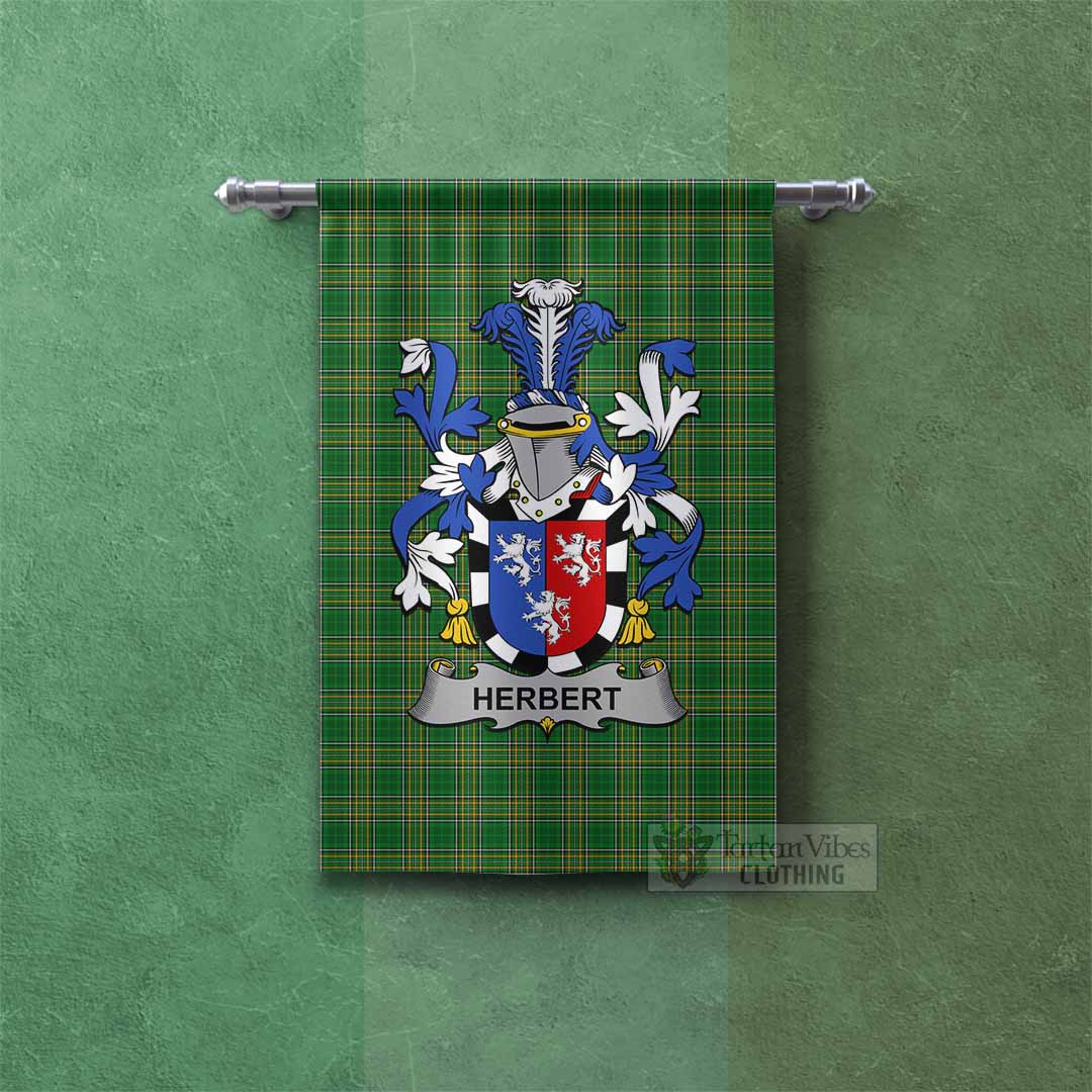 Tartan Vibes Clothing Herbert Irish Clan Tartan Gonfalon, Tartan Banner with Coat of Arms