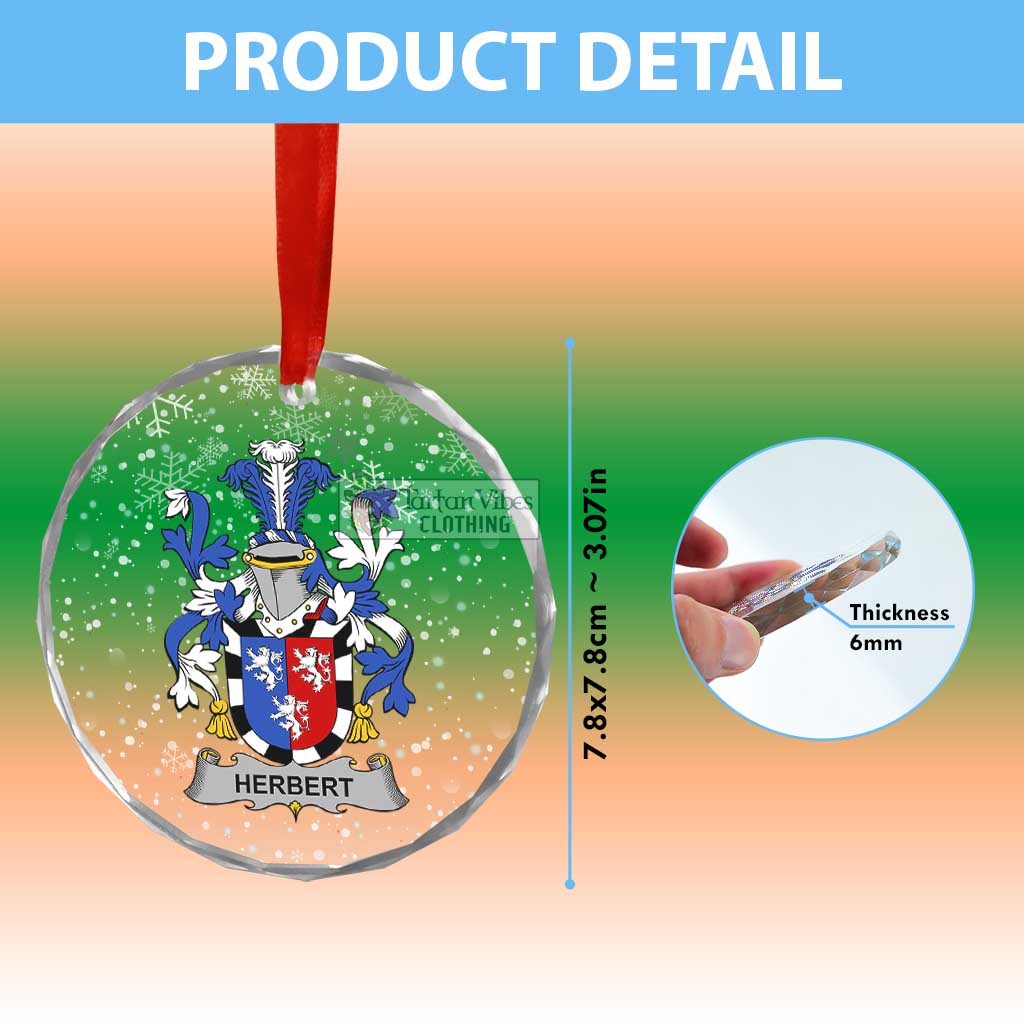 Tartan Vibes Clothing Herbert Irish Clan Christmas Glass Ornament with Coat of Arms