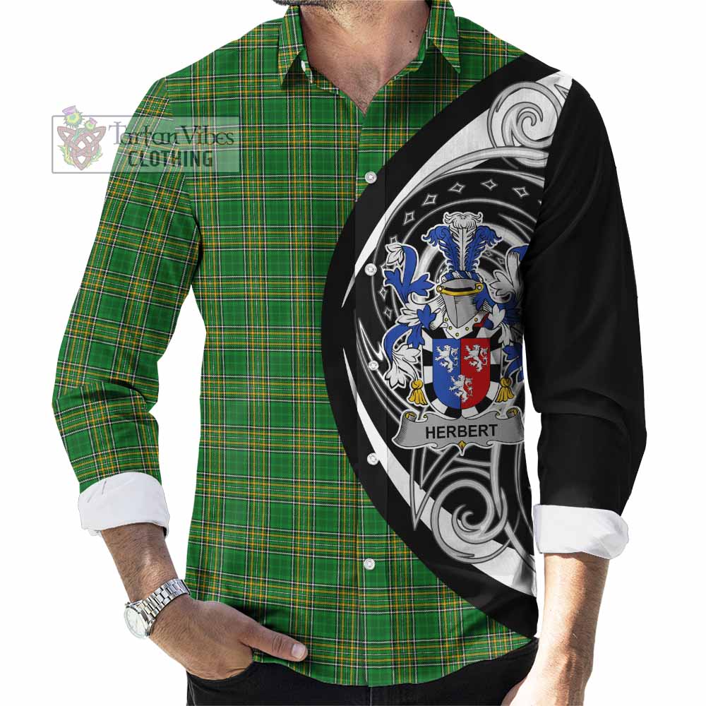 Herbert Irish Clan Long Sleeve Button Shirt Celtic Circle Style - Tartan Vibes Clothing