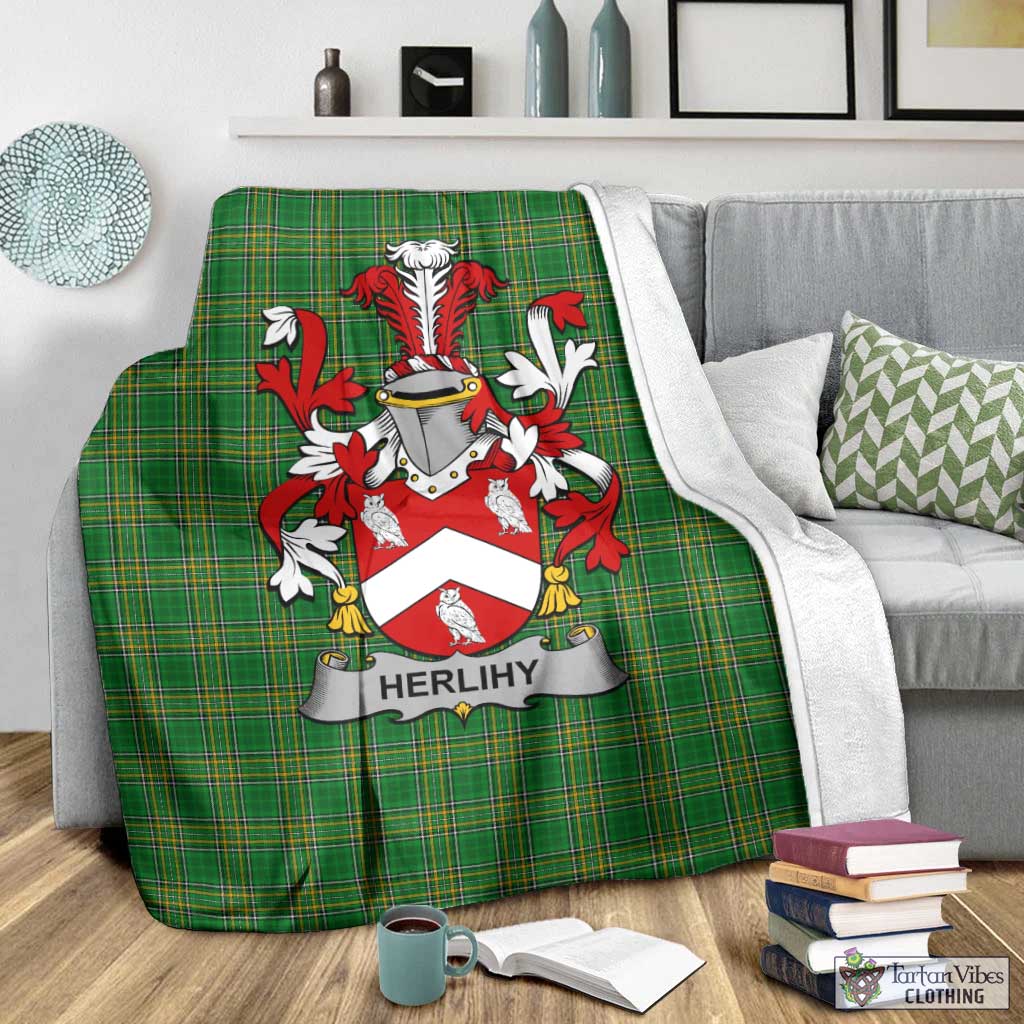 Herlihy Irish Clan Tartan Blanket with Coat of Arms - Tartan Vibes Clothing