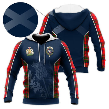 Heron Tartan Knitted Hoodie with Family Crest and Scottish Thistle Vibes Sport Style Unisex - Tartan Vibes Clothing