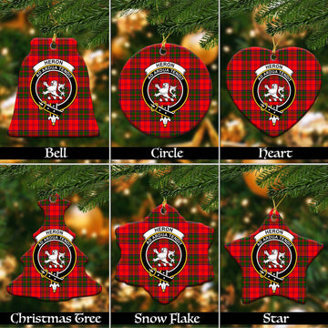 Heron Tartan Christmas Ceramic Ornaments with Family Crest Ceramic - Tartan Vibes Clothing