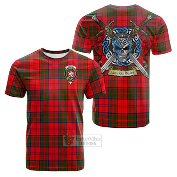 Heron Tartan Cotton T-shirt with Family Crest Celtic Skull Style Kid's Shirt - Tartan Vibes Clothing