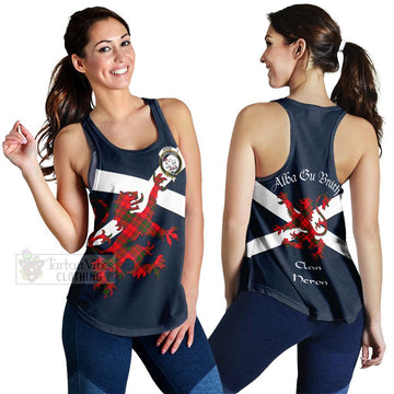 Heron Tartan Lion Rampant Women's Racerback Tanks Proudly Display Your Heritage with Alba Gu Brath and Clan Name 4XL - Tartan Vibes Clothing
