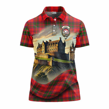 Heron Tartan Family Crest Women's Polo Shirt with Scottish Ancient Castle Style Women - Tartan Vibes Clothing