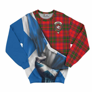 Heron Tartan Sweatshirt with Family Crest Scotland Patriotic Style Unisex - Tartan Vibes Clothing
