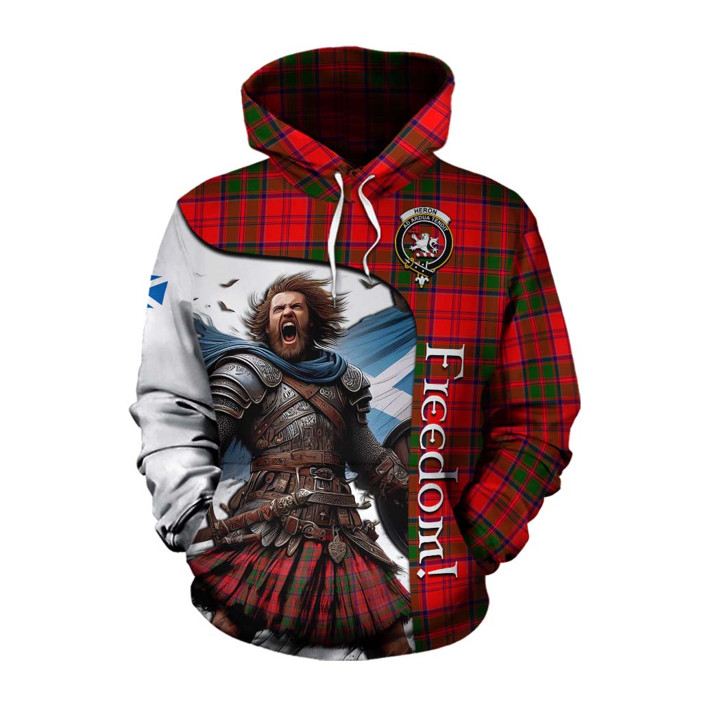 Tartan Vibes Clothing Heron Crest Tartan Cotton Hoodie Inspired by the Freedom of Scottish Warrior