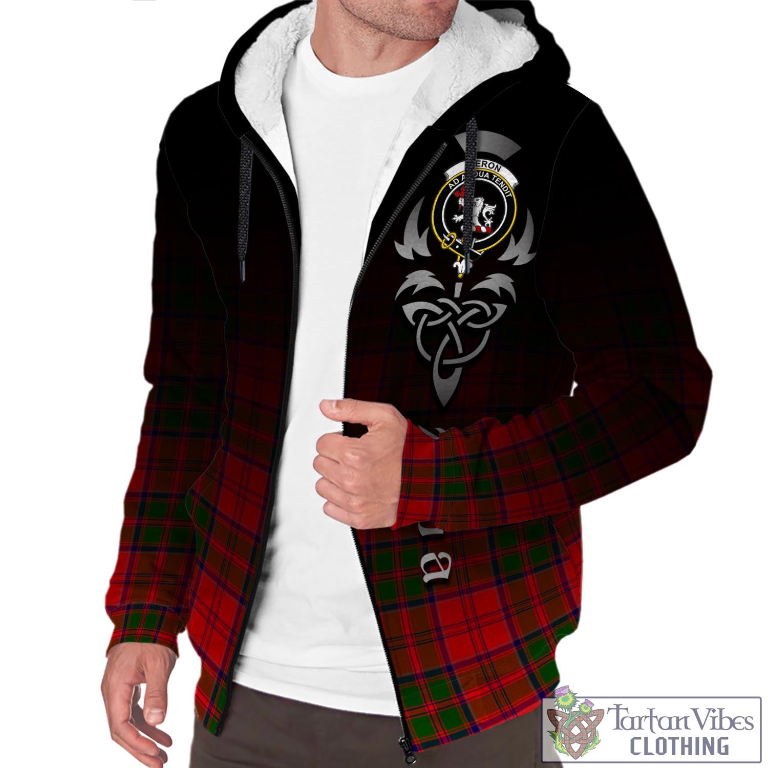 Heron Tartan Sherpa Hoodie Featuring Alba Gu Brath Family Crest Celtic Inspired Unisex - Tartan Vibes Clothing
