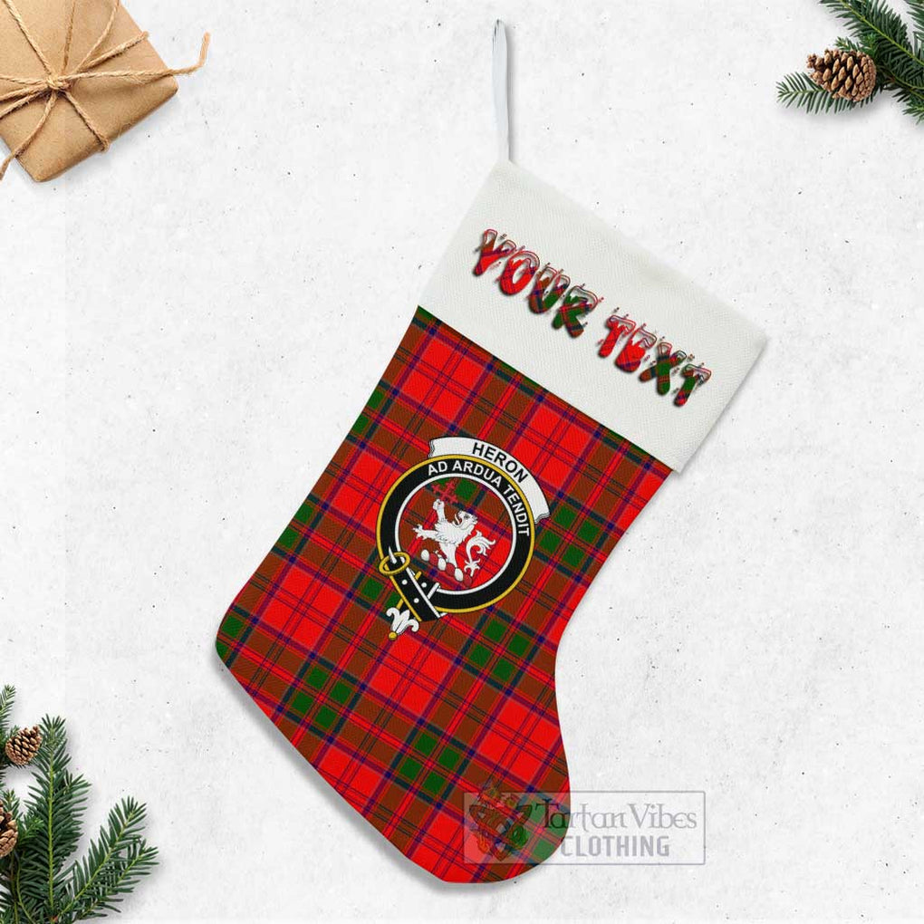 Heron Tartan Family Crest Christmas Stocking with Personalized Text - Tartan Vibes Clothing
