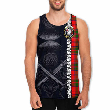 Heron Tartan Men's Tank Top with Family Crest Cross Sword Thistle Celtic Vibes Men - Tartan Vibes Clothing