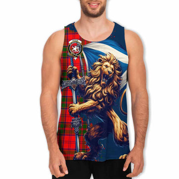 Heron Tartan Family Crest Men's Tank Top with Scottish Majestic Lion Men - Tartan Vibes Clothing