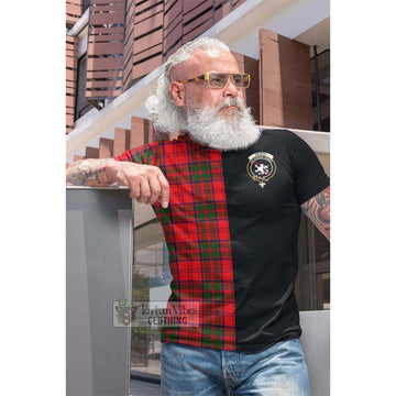 Heron Tartan Cotton T-shirt with Family Crest and Half Of Me Style Men's Shirt - Tartan Vibes Clothing