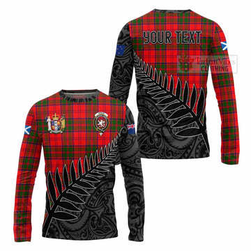 Heron Crest Tartan Long Sleeve T-Shirt with New Zealand Silver Fern Half Style Unisex - Tartan Vibes Clothing