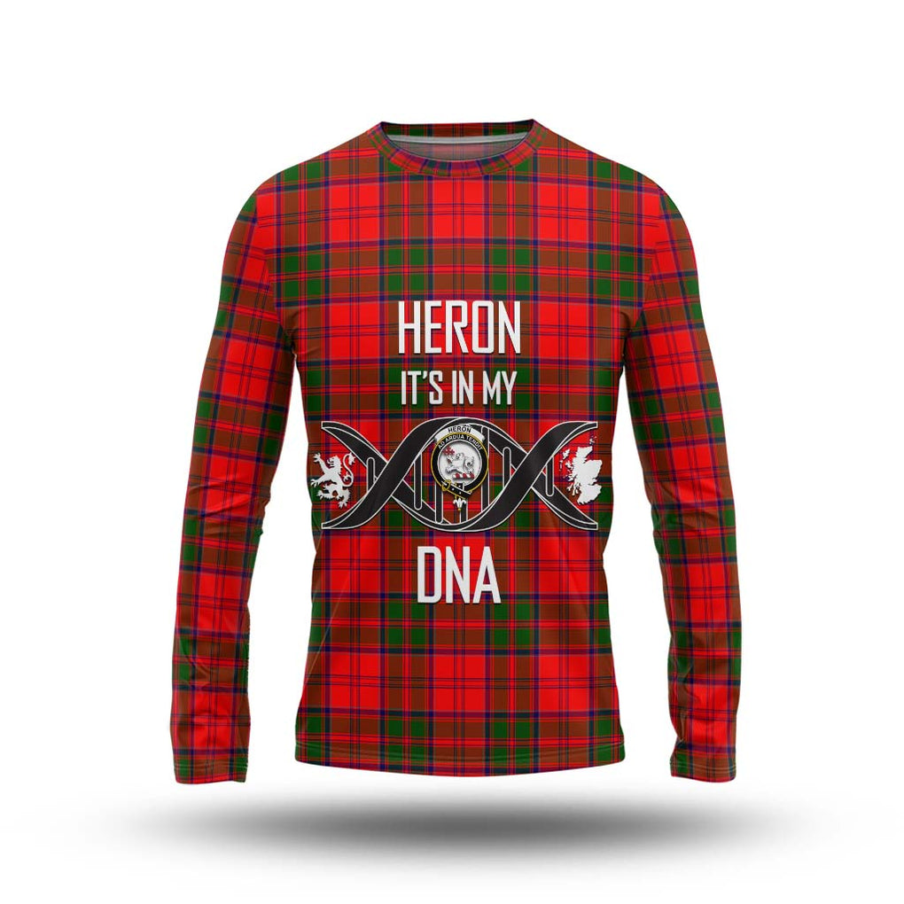 Heron Tartan Long Sleeve T-Shirt with Family Crest DNA In Me Style Unisex - Tartan Vibes Clothing