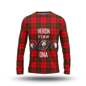 Heron Tartan Long Sleeve T-Shirt with Family Crest DNA In Me Style Unisex - Tartan Vibes Clothing