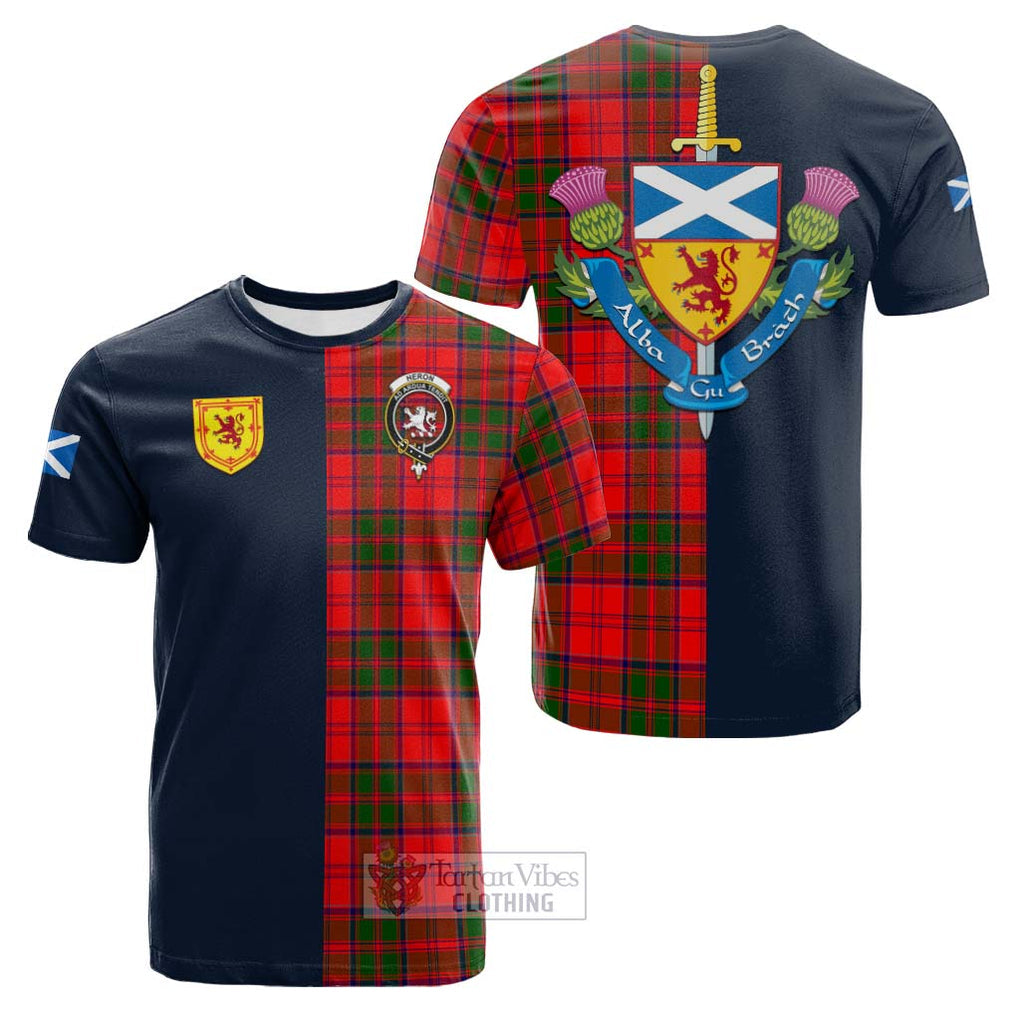 Heron Tartan Cotton T-shirt Alba with Scottish Lion Royal Arm Half Style Kid's Shirt - Tartan Vibes Clothing