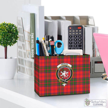 Heron Tartan Pen Holder with Family Crest One Size 5.9"(L)*2.7"(W)*4.3"(H) - Tartan Vibes Clothing