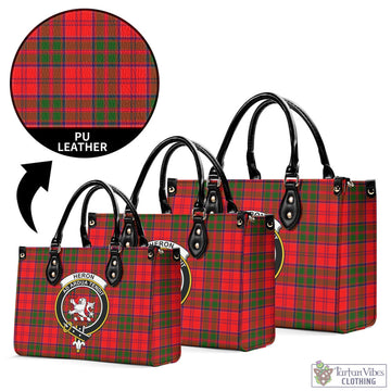 Heron Tartan Luxury Leather Handbags with Family Crest L - Tartan Vibes Clothing