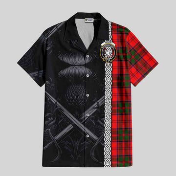 Heron Tartan Hawaiian Shirt with Family Crest Cross Sword Thistle Celtic Vibes Kid - Tartan Vibes Clothing