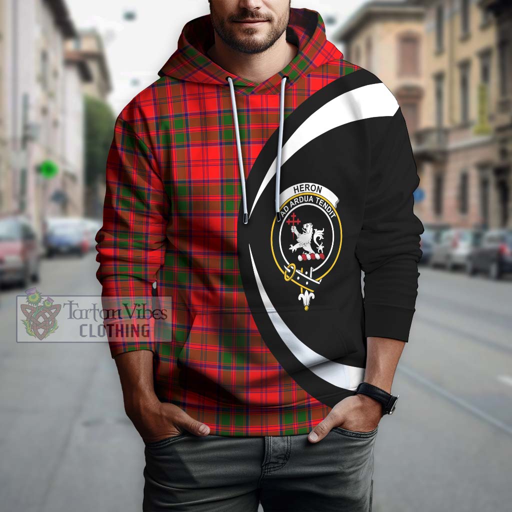 Heron Tartan Hoodie with Family Crest Circle Style Zip Hoodie - Tartan Vibes Clothing