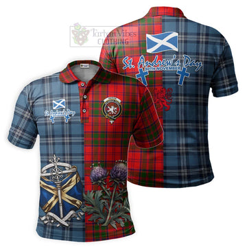 Heron Tartan Polo Shirt Happy St. Andrew's Day Half Tartan Style Kid - Tartan Vibes Clothing