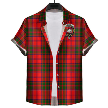 Heron Tartan Short Sleeve Button Down Shirt with Family Crest