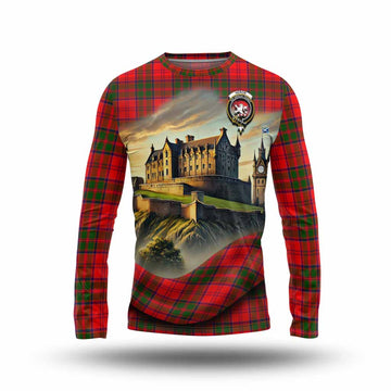 Heron Tartan Family Crest Long Sleeve T-Shirt with Scottish Ancient Castle Style Unisex - Tartan Vibes Clothing