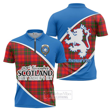 Heron Family Crest Tartan Zipper Polo Shirt Celebrate Saint Andrew's Day in Style Unisex - Tartan Vibes Clothing