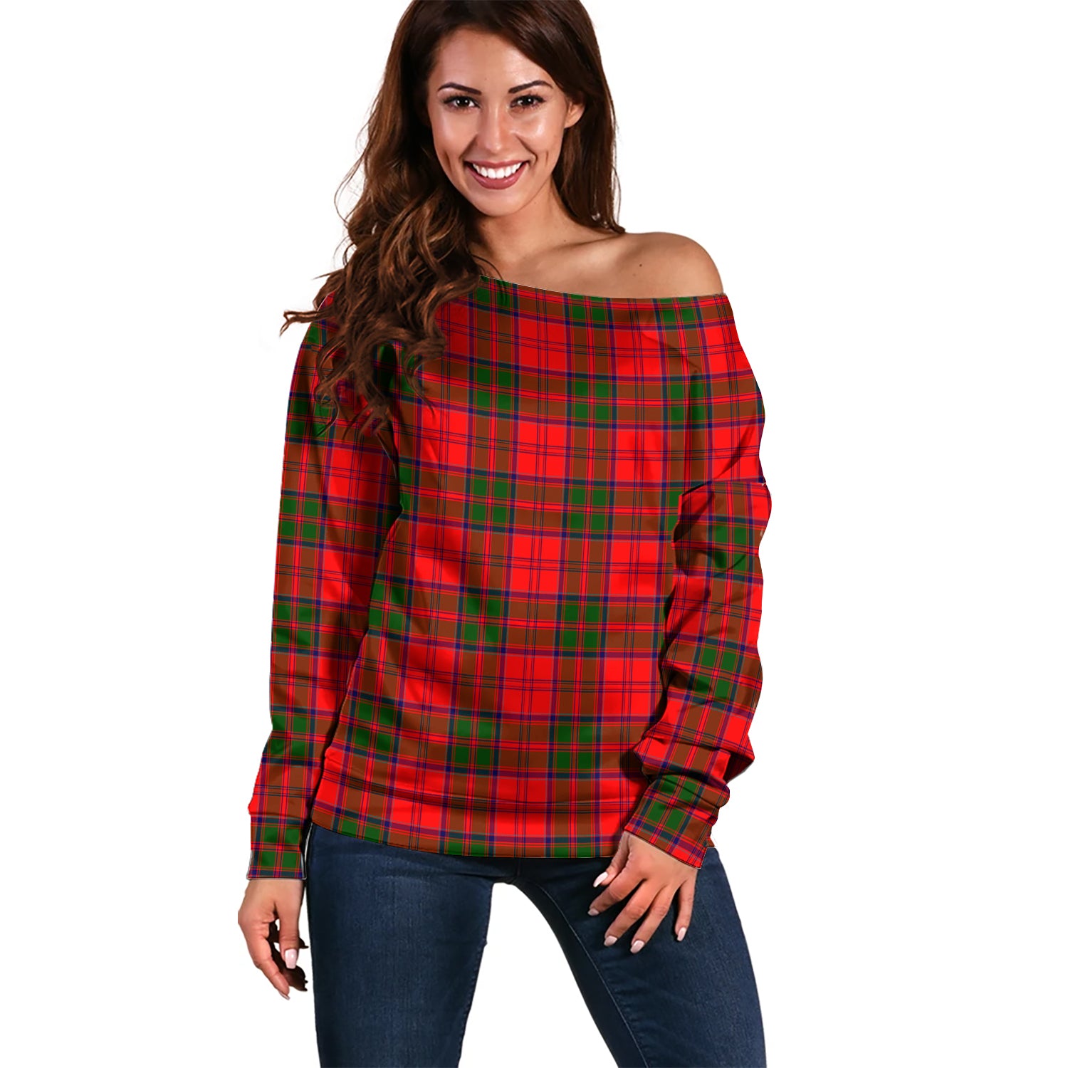 Heron Tartan Off Shoulder Women Sweater Women - Tartan Vibes Clothing