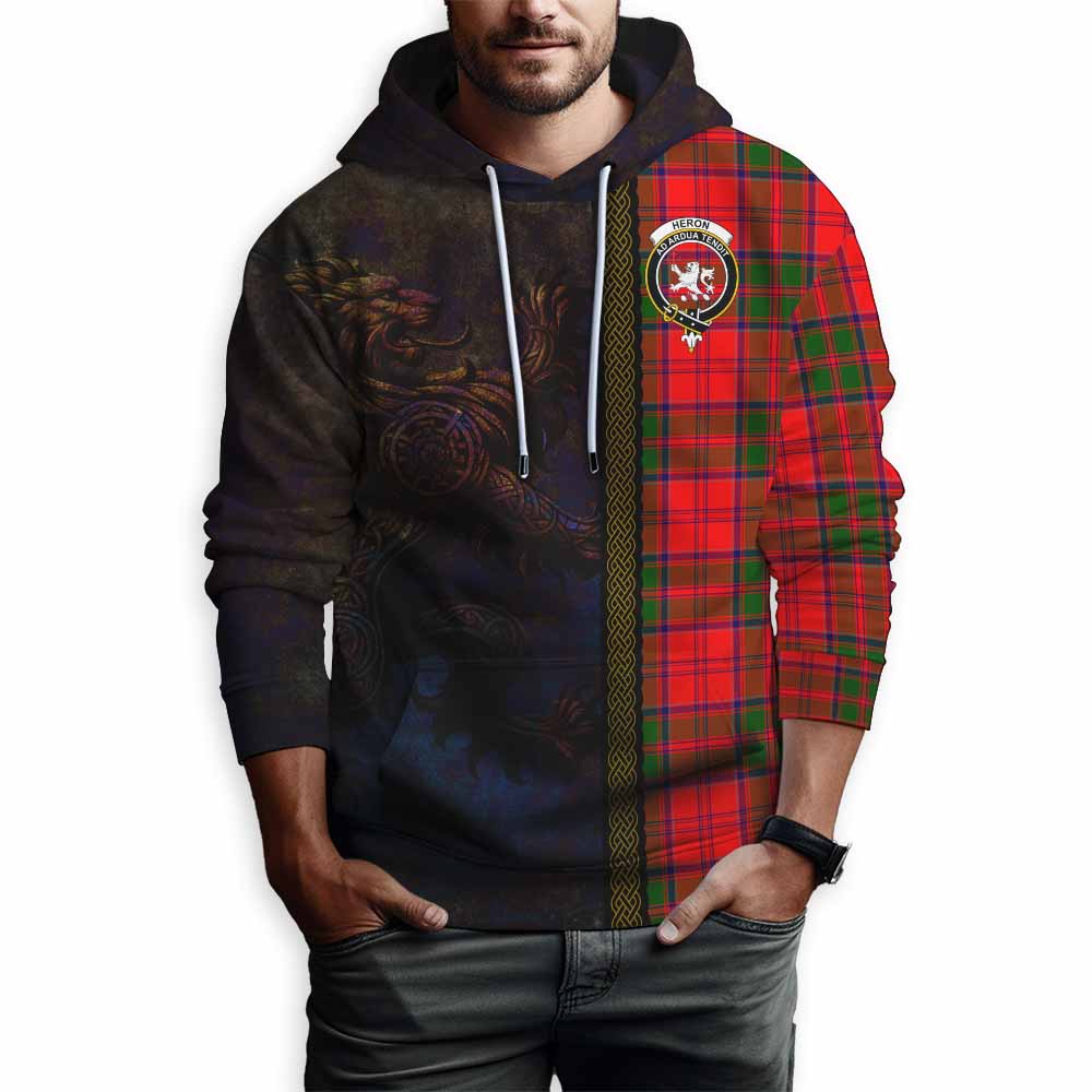 Heron Tartan Family Crest Hoodie Alba Gu Brath Be Brave Lion Ancient Style Pullover Hoodie - Tartan Vibes Clothing